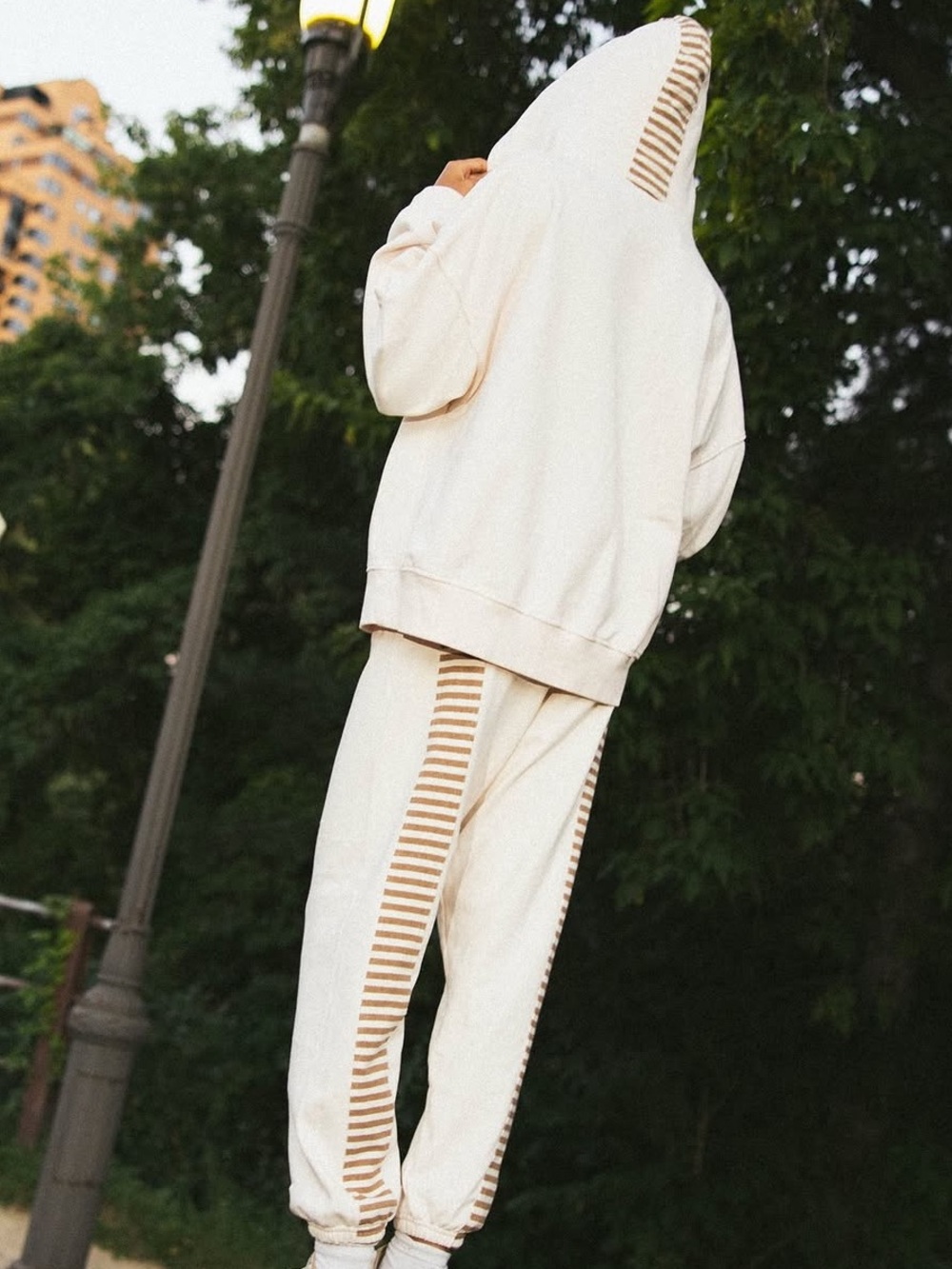 Cream Jogger Set - Terry Stripe